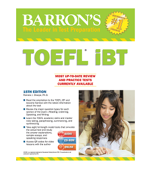 کتاب بارونز تافل آی بی تی ویرایش پانزدهم Barrons TOEFL iBT 15th+DVD